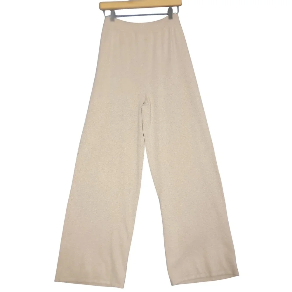 Soma WKND Knit Wide Leg Pants Women Medium Beige Loungewear